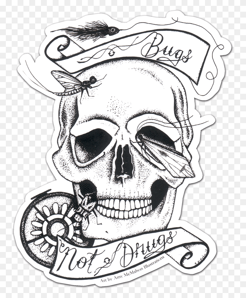 757x957 Bugs Not Drugs Skull, Doodle HD PNG Download