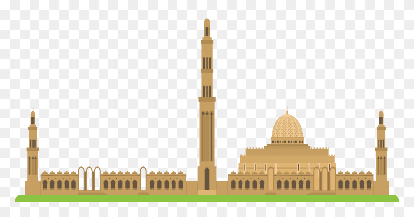 5880x2866 Здание Мечети Ахмеда Султана Оман Исламская Церковь Клипарт Оман Здание, Купол, Архитектура Hd Png Скачать