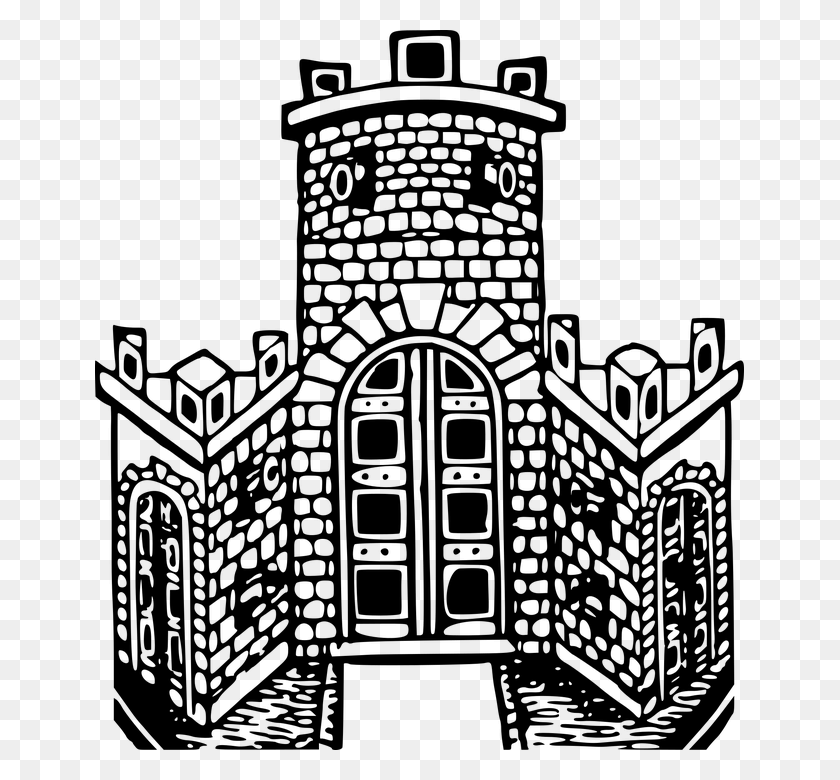 649x720 Building Castle Fort Fortified Fortress Black And White Fort, Gray, World Of Warcraft HD PNG Download