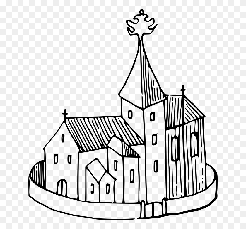 646x720 Building Christian Church House Religion Sketch Gambar Sketsa Gereja Kristen, Gray, World Of Warcraft HD PNG Download