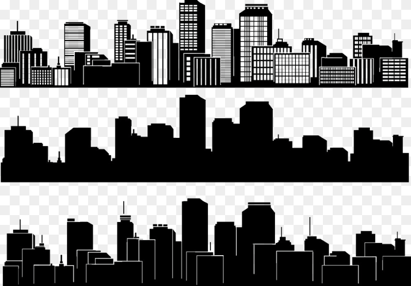 1000x697 Building City And Silhouette Skyline Black White Clipart Building In Black And White, Metropolis, Urban, Architecture, High Rise Transparent PNG