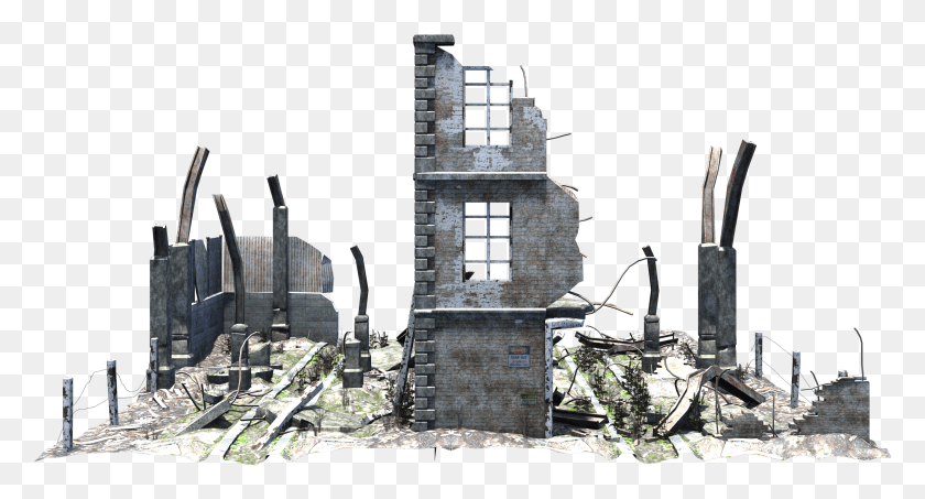 2835x1429 Building Rubble Ruined Building, Architecture, Brick, Water HD PNG Download