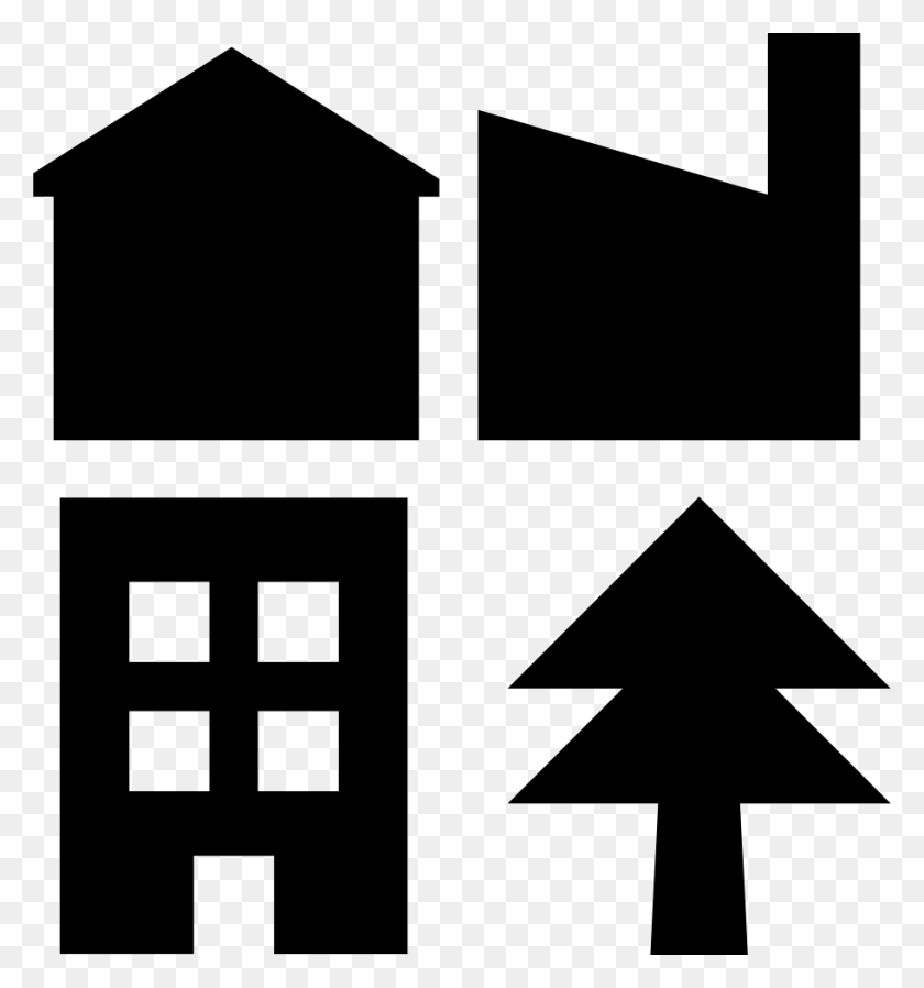 912x980 Building Silhouettes And Tree Comments Sign, Symbol, Triangle, Rug HD PNG Download
