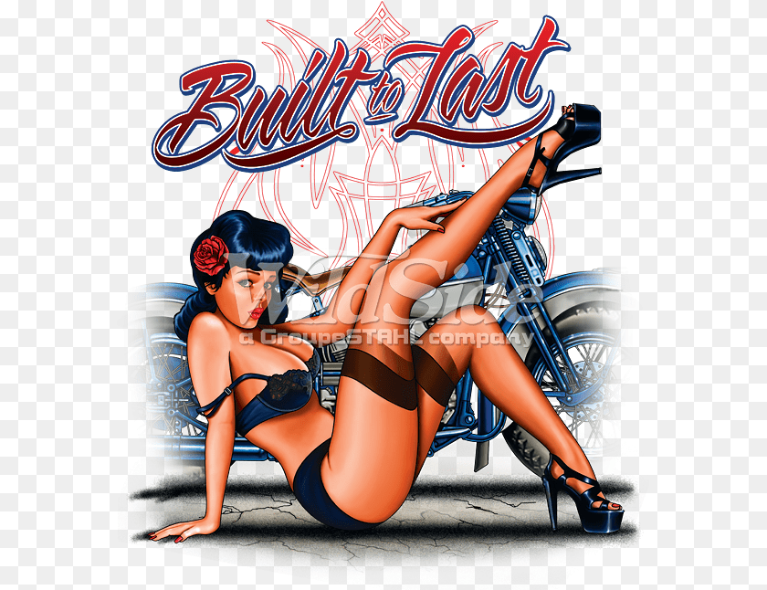 593x646 Built To Last Motorcycle Pin Up Girl, Adult, Person, Woman, Female Clipart PNG