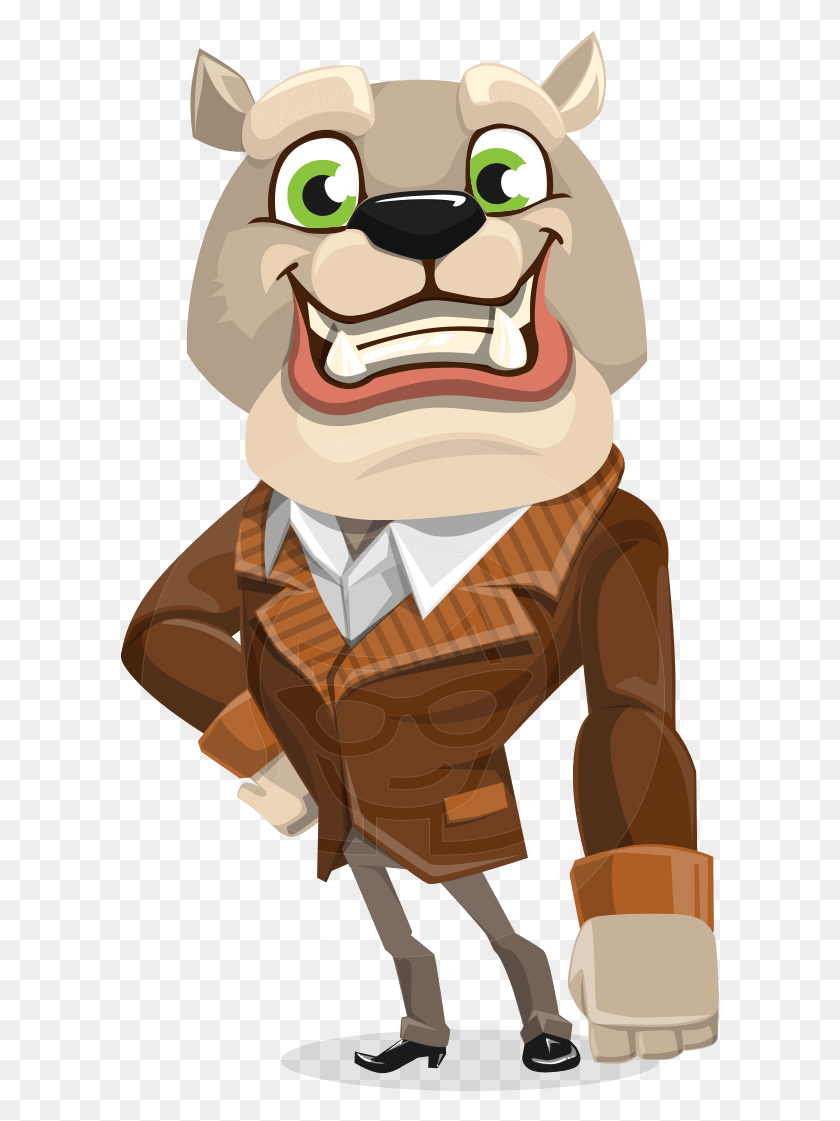 599x1061 Bulldog Cartoon Vector Character Aka Baron Bulldog Cartoon Characters Design, Plant, Scarecrow HD PNG Download