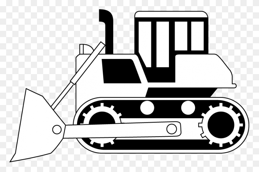 872x556 Bulldozer Clipart Construction Site Trucks Clipart Black And White, Vehicle, Transportation, Truck HD PNG Download