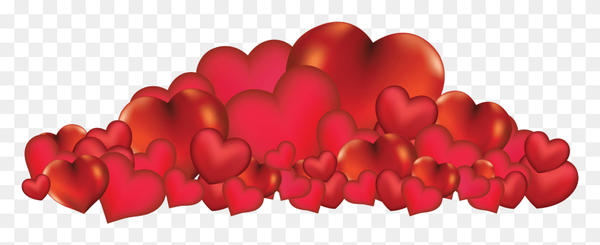 2467x900 Bunch Of Heart Clipart Bunch Of Hearts, Plant, Petal, Flower HD PNG Download