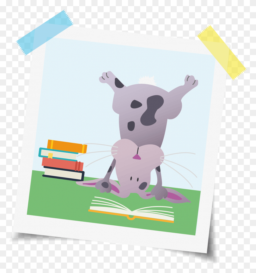 1522x1628 Bunny Reading Books Illustration, Cow, Cattle, Mammal HD PNG Download