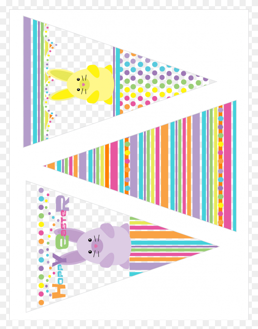 1236x1600 Bunny Stripe Banner Easter Template Bunting, Graphics, Crib HD PNG Download