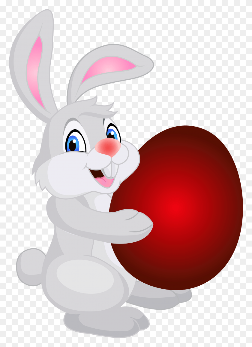 3487x4891 Bunny With Easter Egg Clip Art Image Easter Bunny Red Egg, Ball, Snowman, Winter HD PNG Download