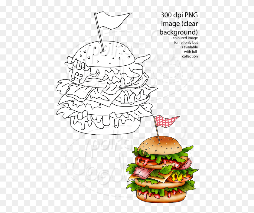 480x644 Burger Digital Stamp Fast Food, Plant, Text, Advertisement HD PNG Download