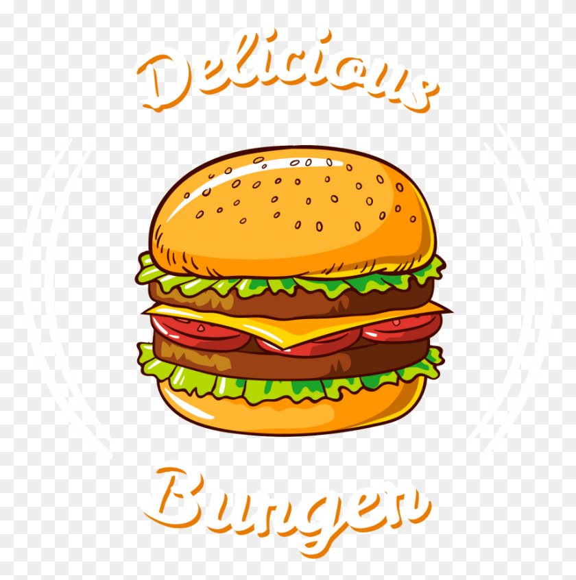 853x861 Descargar Png Burger Free Vector Desenhos De Lanches Para Lanchonete, Comida, Publicidad, Pastel De Cumpleaños Hd Png
