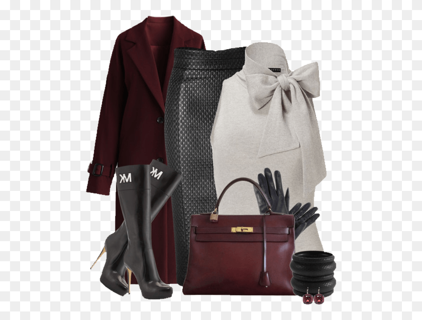 501x577 Burgundy Outfit Formal Wear, Handbag, Bag, Accessories Descargar Hd Png
