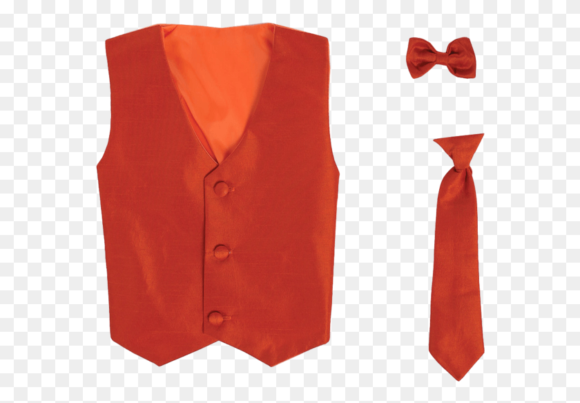 564x523 Burnt Orange Poly Silk Boys Vest Amp Tie Set 3m Formal Wear, Clothing, Apparel, Lifejacket HD PNG Download