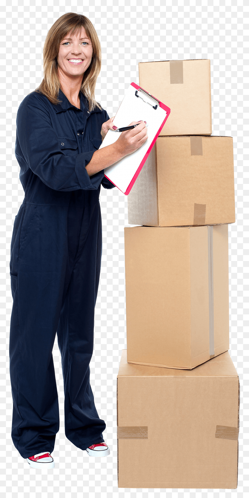 2134x4430 Business Studies Delivery Packing Woman Happy Carton HD PNG Download