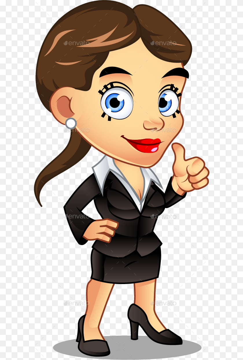 607x1247 Business Woman Mascot Transparent Cartoon Business Woman, Publication, Book, Photography, Comics PNG