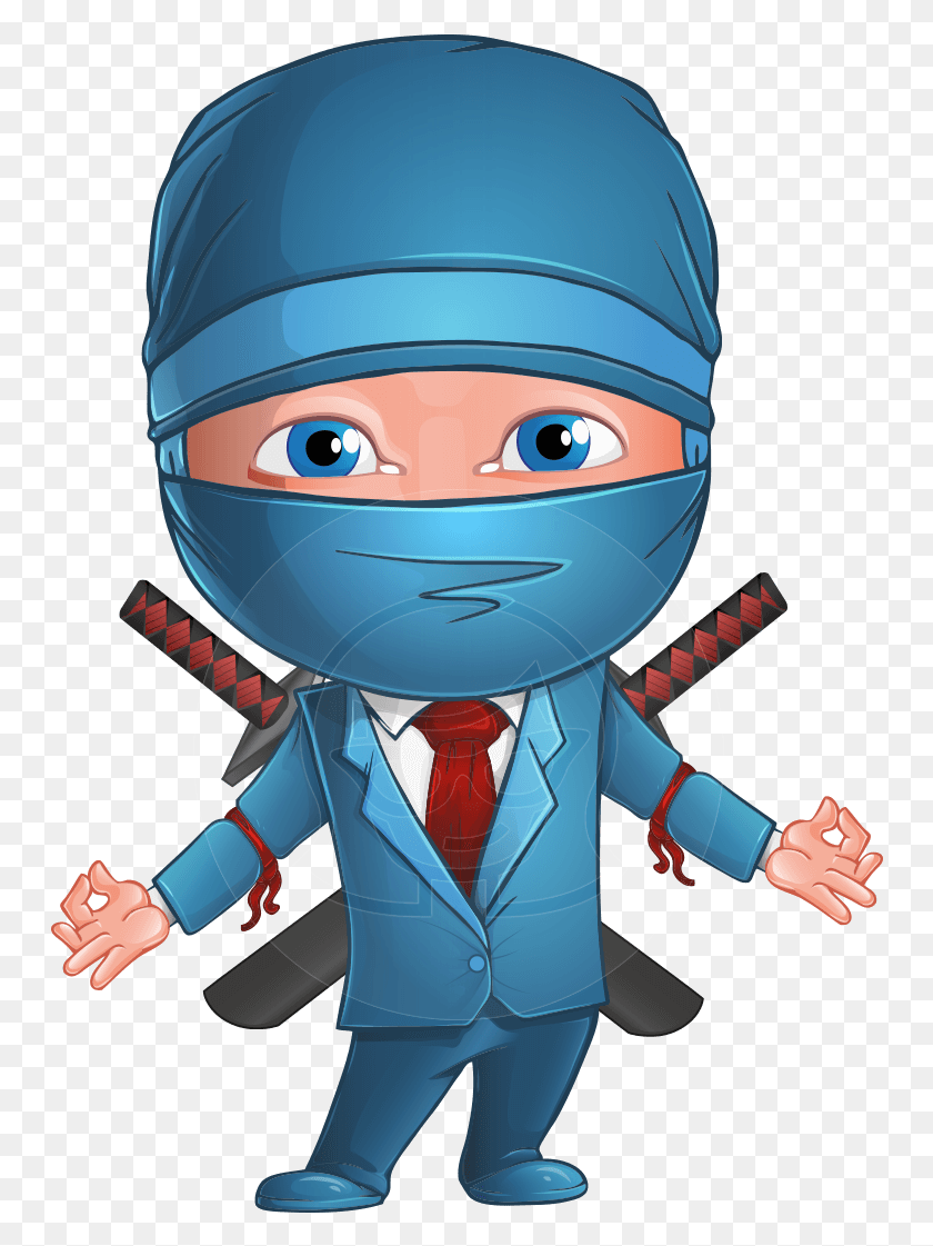 750x1061 Businessman Dressed As Ninja Cartoon Vector Character Business Ninja Clipart, Person, Human, Helmet HD PNG Download