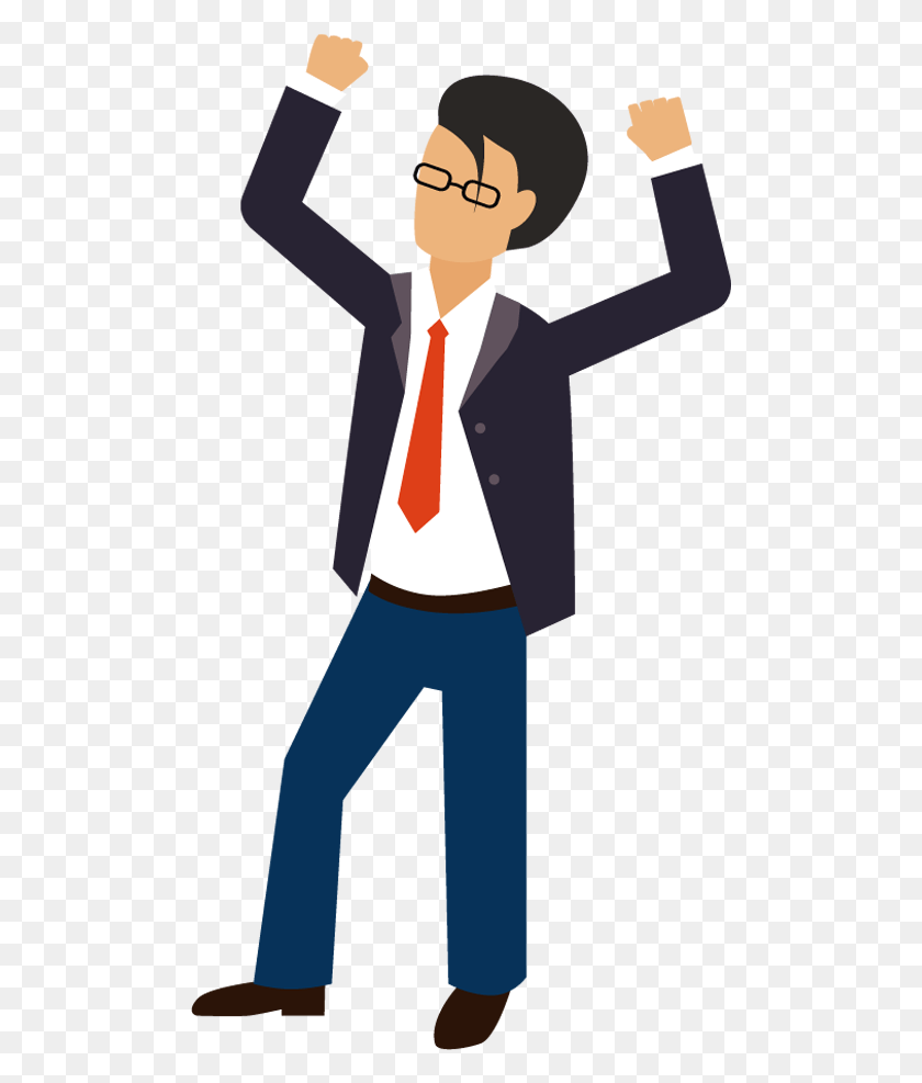 493x927 Businessman Group Cartoon Man Hands Up, Clothing, Apparel, Shirt HD PNG Download