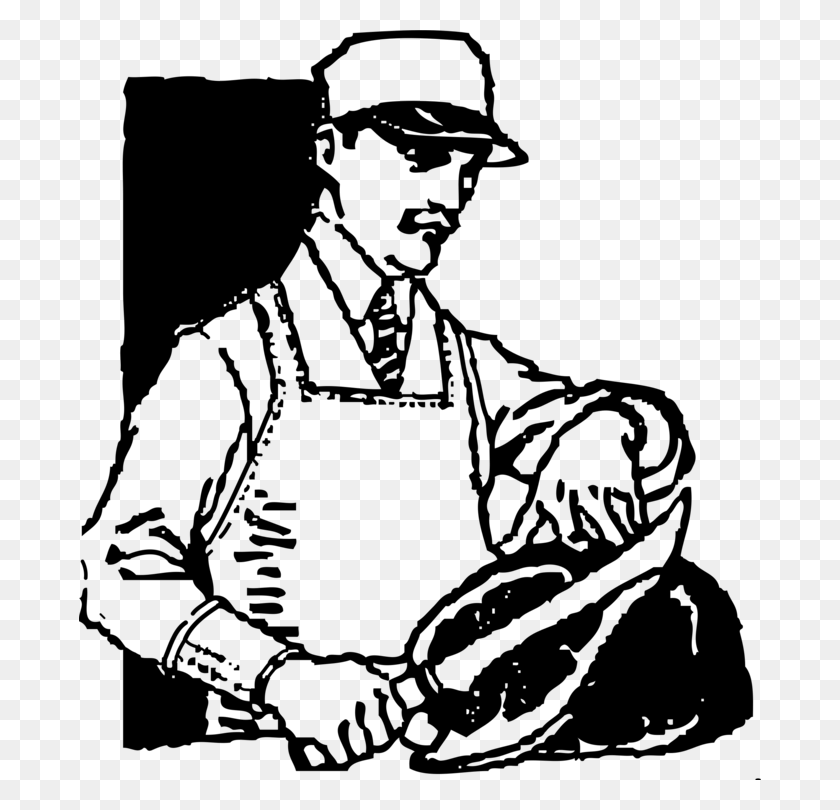 682x750 Butcher Meat Market Computer Icons Meat Cutter Butcher Black And White, Gray, World Of Warcraft HD PNG Download