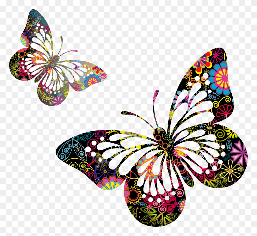 2154x1959 Descargar Png Mariposas Puesta En Escena Siluetas Mariposa Pintura Mariposas, Graphics, Diseño Floral Hd Png