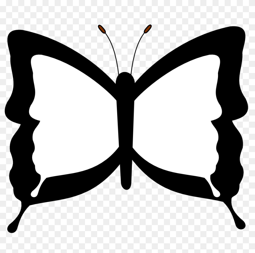 999x990 Butterfly And Flower Clip Art Black And White, Stencil, Bow, Weapon Transparent PNG