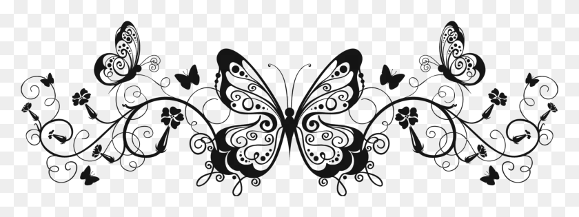 2501x819 Butterfly Body Decoration Bottom Of Page, Gray, World Of Warcraft HD PNG Download