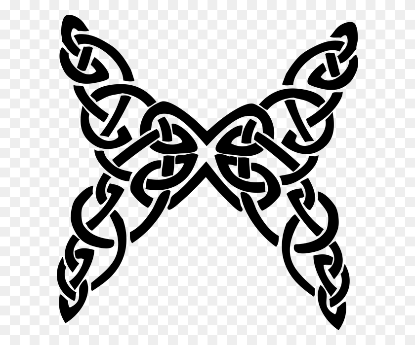 610x640 Butterfly Celtic Knot Decorative Ornamental Transparent Celtic Love Knot, Gray, World Of Warcraft HD PNG Download