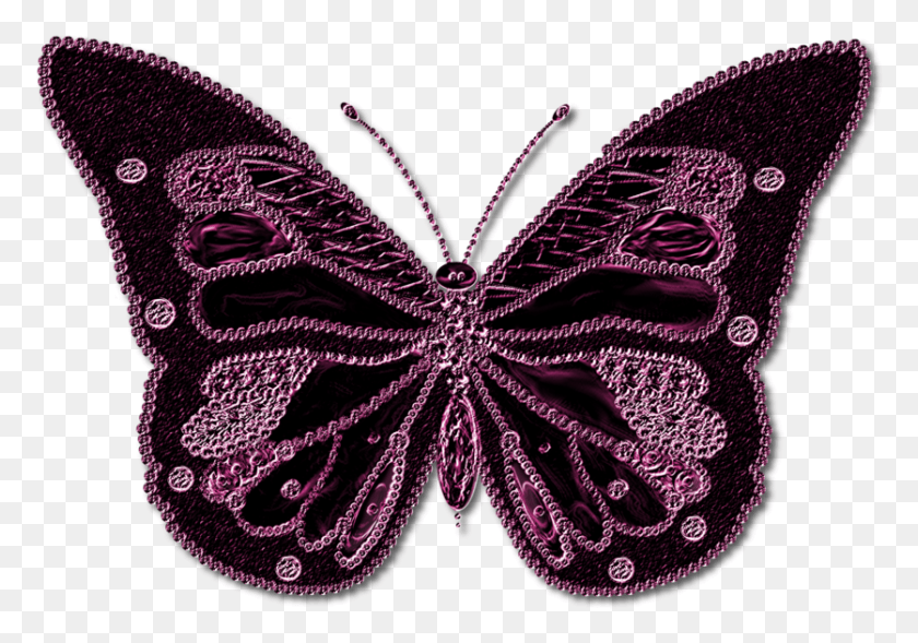 836x568 Butterfly Image Butterfly Transparent Black Background, Purple, Pattern, Ornament HD PNG Download