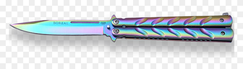 1025x237 Butterfly Knife Jkr Boreal Stainless Steel 10 Cm Blade Coltello A Farfalla Militare, Weapon, Weaponry, Tool HD PNG Download