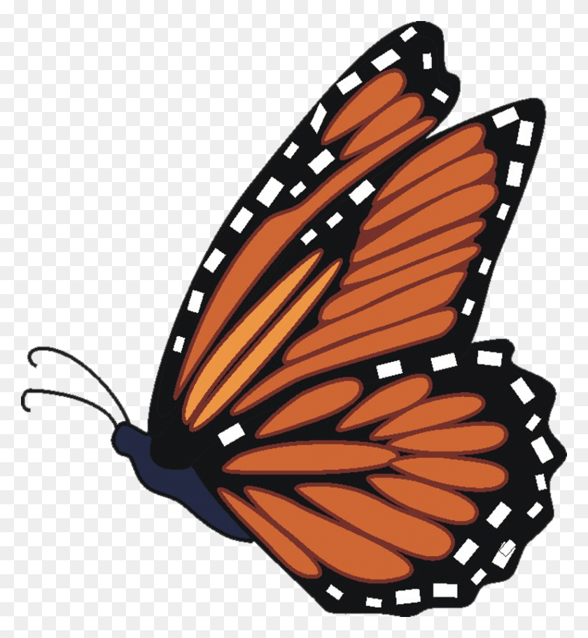824x900 Butterfly Monarch Clipart Transparent Flying Monarch Butterfly Clipart, Insect, Invertebrate, Animal HD PNG Download