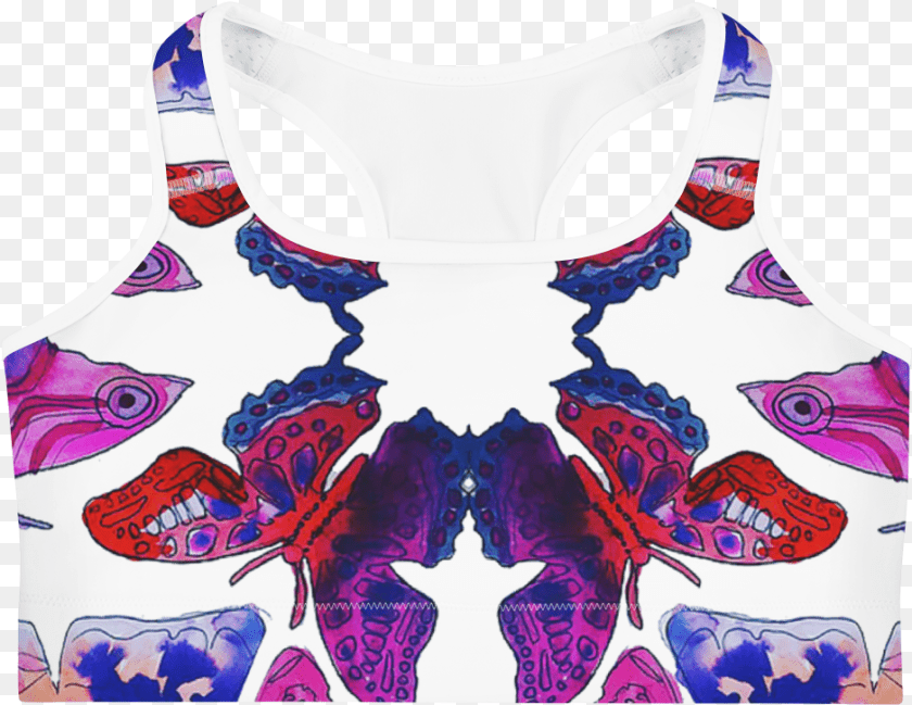 Butterfly Reflection Sports Bra Active Tank, Clothing, Tank Top, Person Clipart PNG