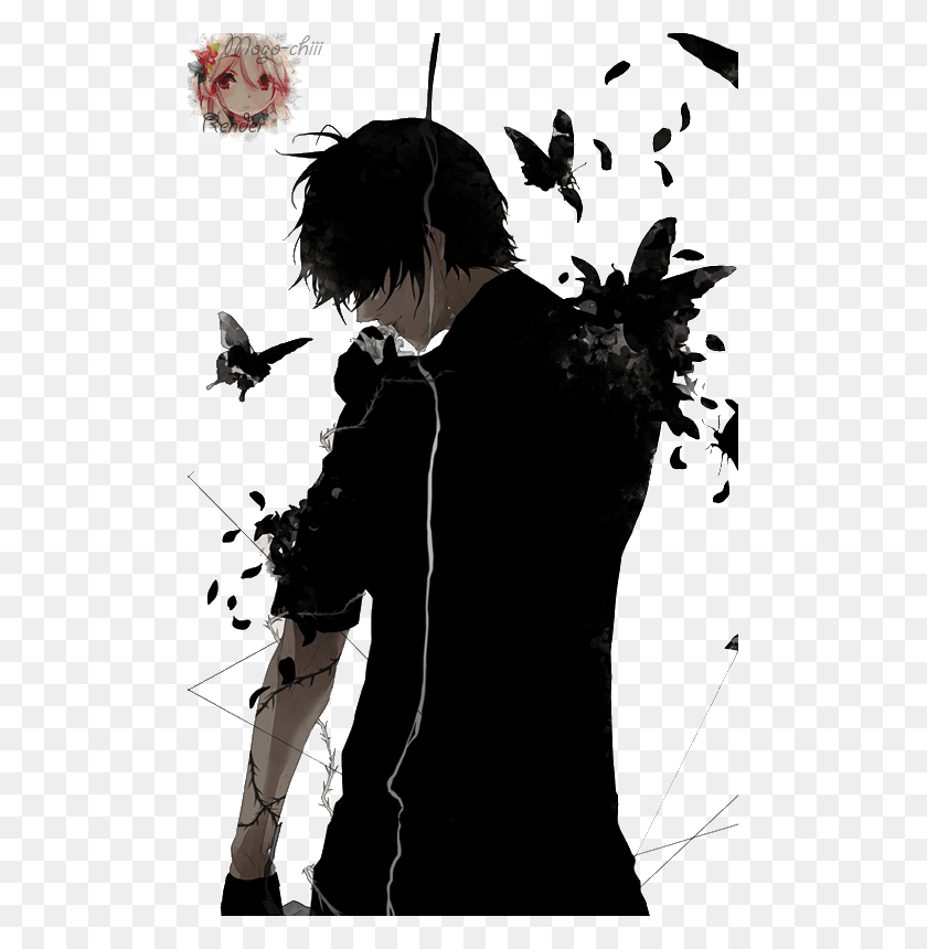 499x800 Butterfly Render And Anime Boy Image Anime Boy Dark Render, Manga, Comics, Book HD PNG Download