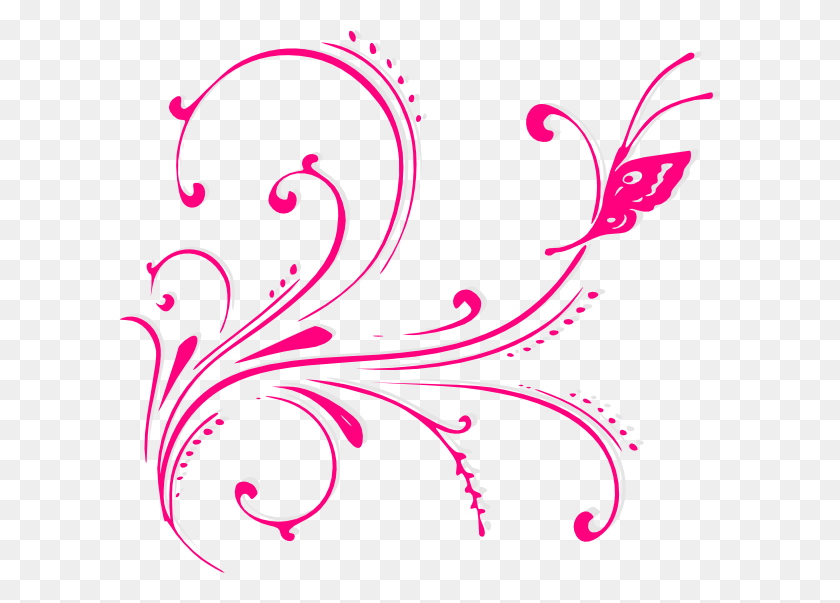 600x543 Butterfly Scroll Pink Svg Clip Arts 600 X 543 Px, Graphics, Floral Design HD PNG Download