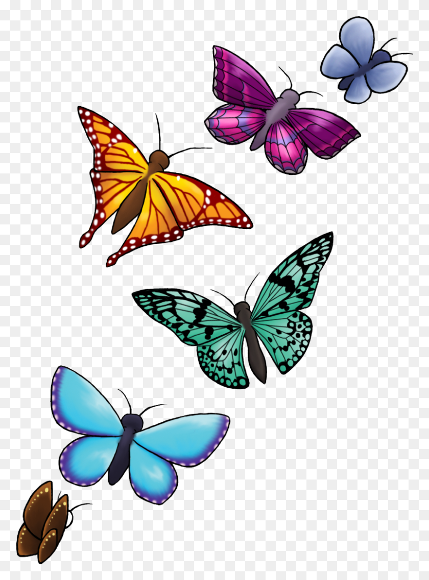 802x1108 Butterfly Tattoo Designs Clipart Image Transparent Butterfly Tattoo, Insect, Invertebrate, Animal HD PNG Download