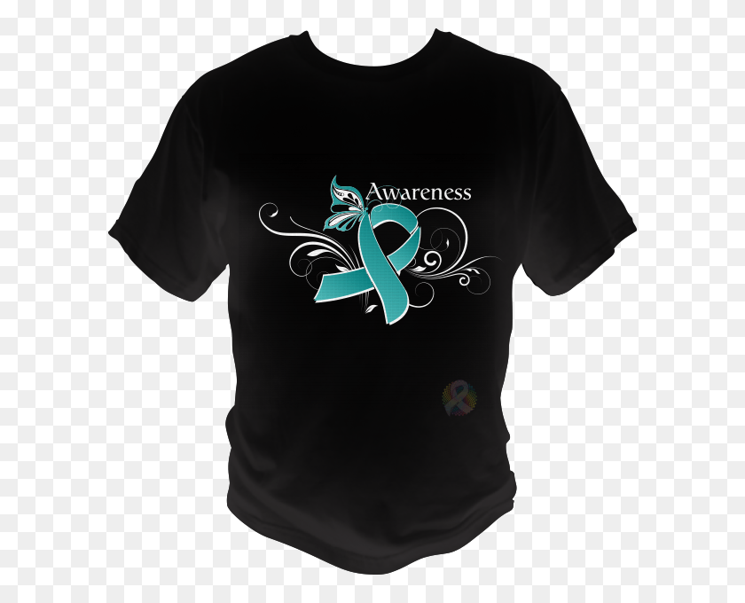 600x620 Butterfly With Awareness Ribbon With Awareness Seesaw T Shirt, Clothing, Apparel, T-shirt HD PNG Download