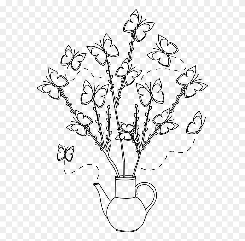 589x767 Butterflybushbtfc Quilling Patterns Hand Embroidery Bouquet, Plant, Flower, Blossom HD PNG Download
