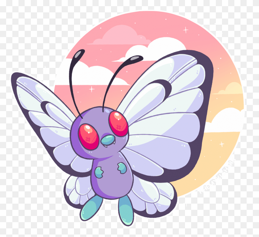 991x900 Butterfree Available As Shirts Stickers Phone Cartoon, Purple, Graphics HD PNG Download