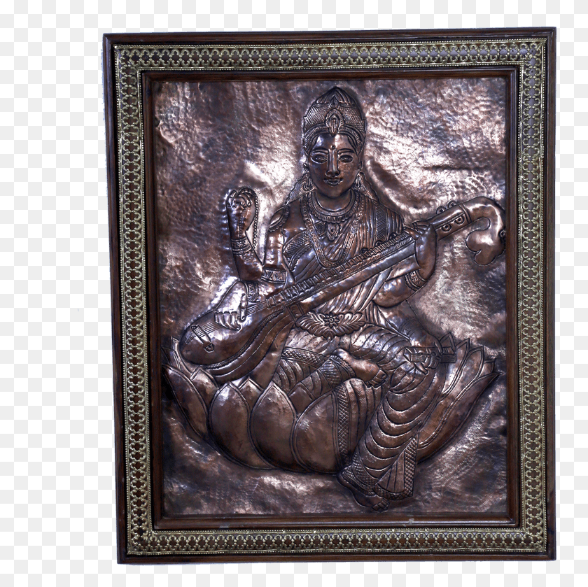 752x779 Buy Copper Art Vastu Maa Saraswati With Wooden Frame Picture Frame, Person HD PNG Download