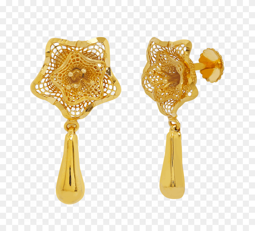 700x700 Buy Exquisite Golden Flower With Tear Shaped Hanging Earrings, Gold, Accessories, Accessory HD PNG Download