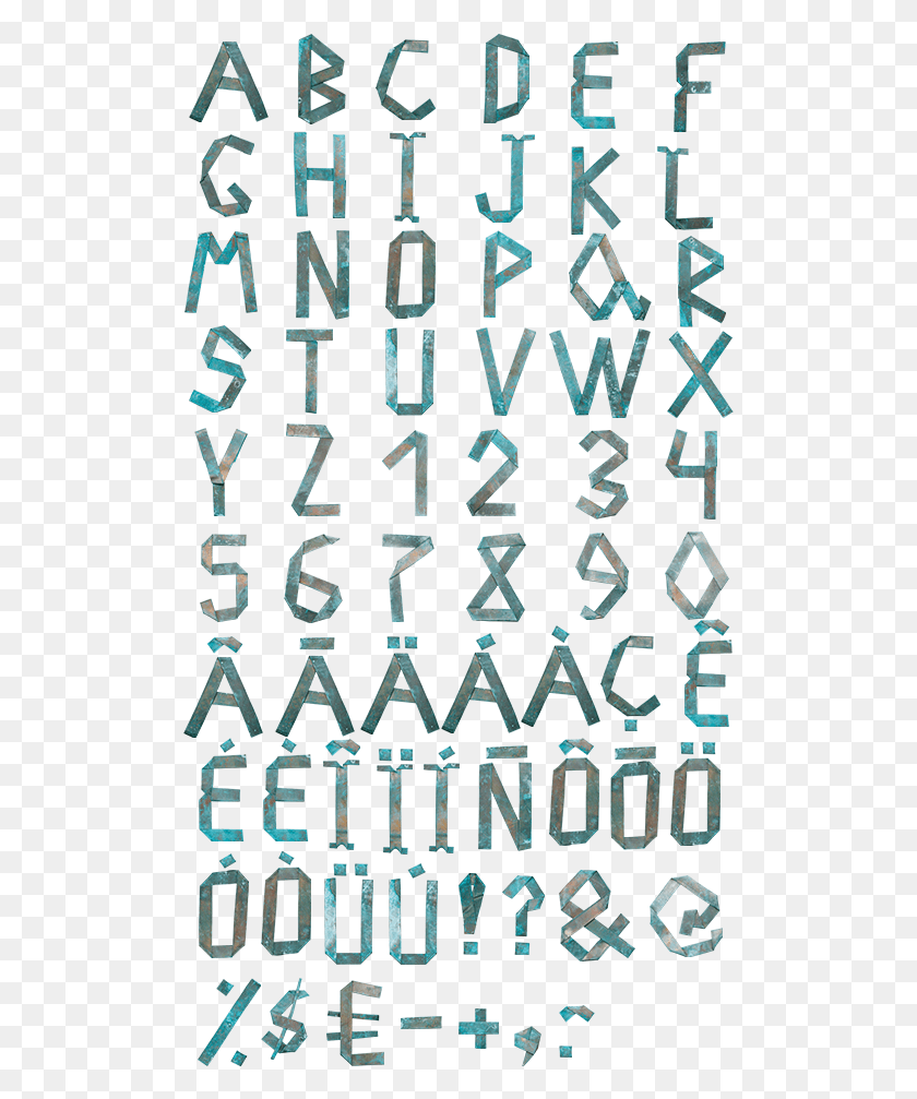 505x947 Buy Green Origami Copper Font Pattern, Alphabet, Text, Number HD PNG Download