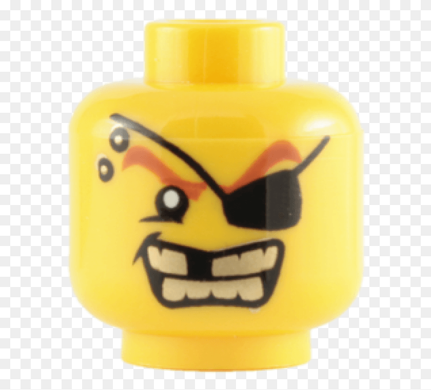 586x701 Buy Lego Minifigure Head With Eye Patch And Gold Teeth Lego Minifigure, Bottle, Helmet, Clothing HD PNG Download
