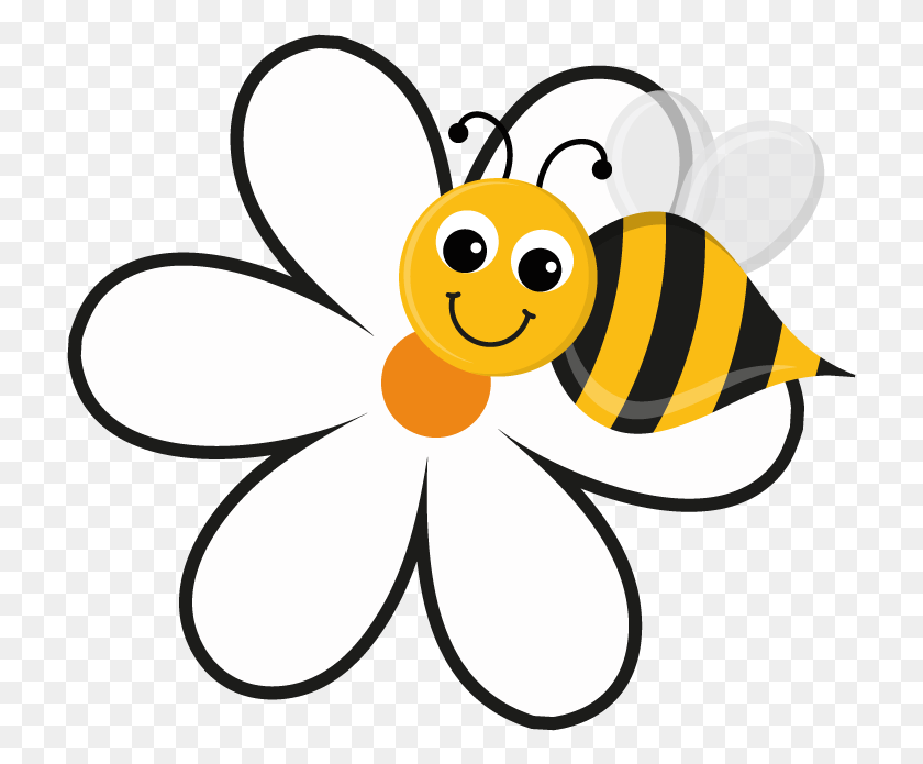 719x635 Buzzy Bee Beehive Cake Ideas And Designs Bee With Flowers Cartoon, Animal, Honey Bee, Insect HD PNG Download