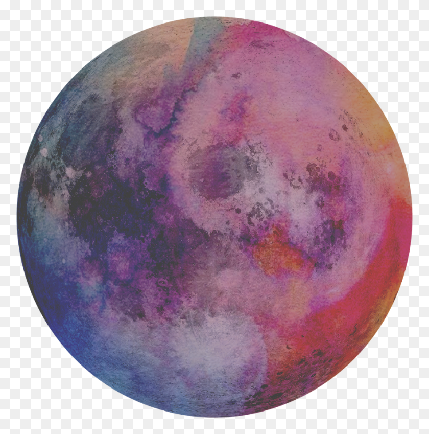 By Kt Art Artistic Sticker Waterco Watercolor Moon, Outer Space, Night, Astronomy HD PNG Download