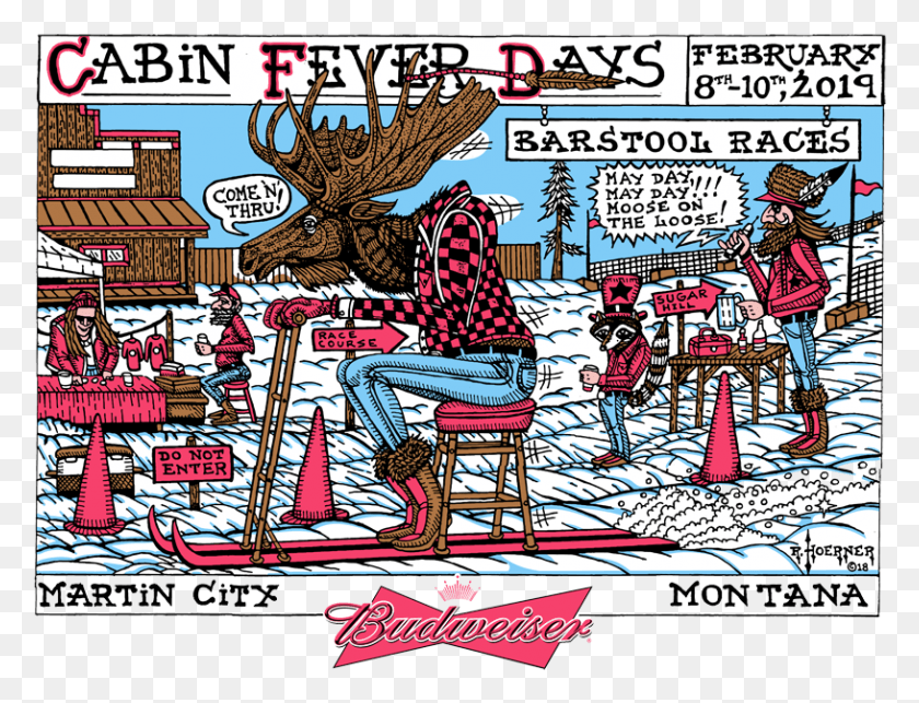 815x610 Cabin Fever Days Amp The World Famous Barstool Ski Races Cartoon, Comics, Book, Poster HD PNG Download