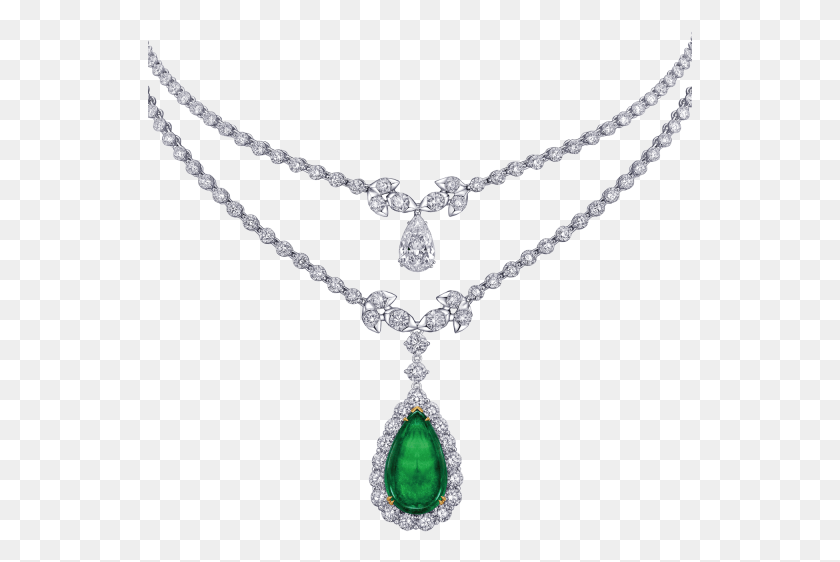 545x502 Cabochon Emerald And Diamond Pendant Diamond Necklace With Emerald Cabochon, Jewelry, Accessories, Accessory HD PNG Download