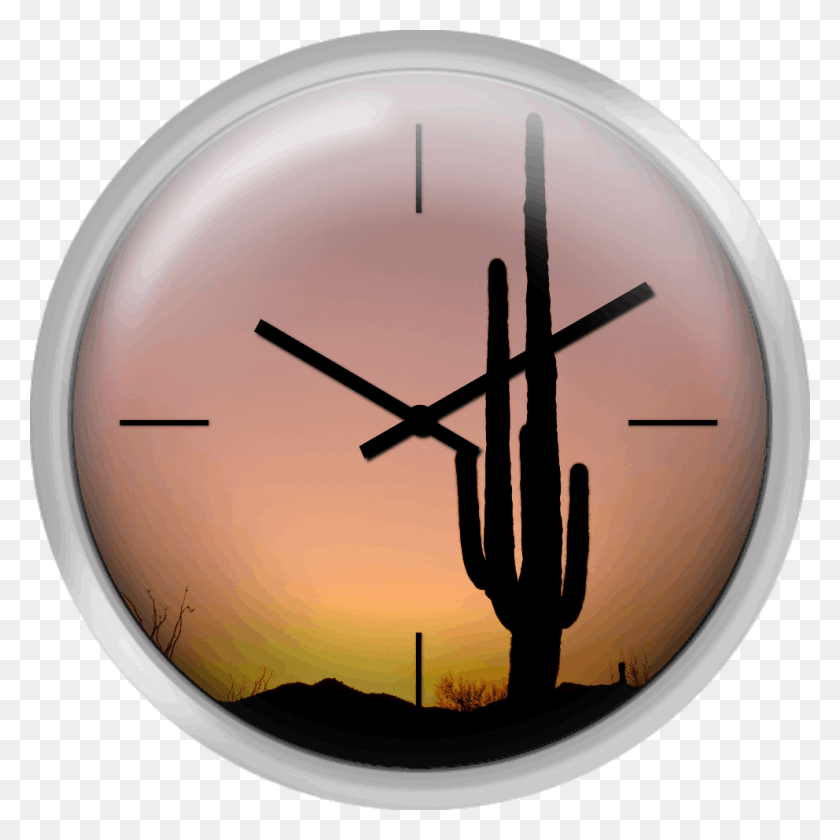 992x992 Cactus Al Atardecer Reloj De Pared, Reloj Analógico, Reloj De Pared Hd Png