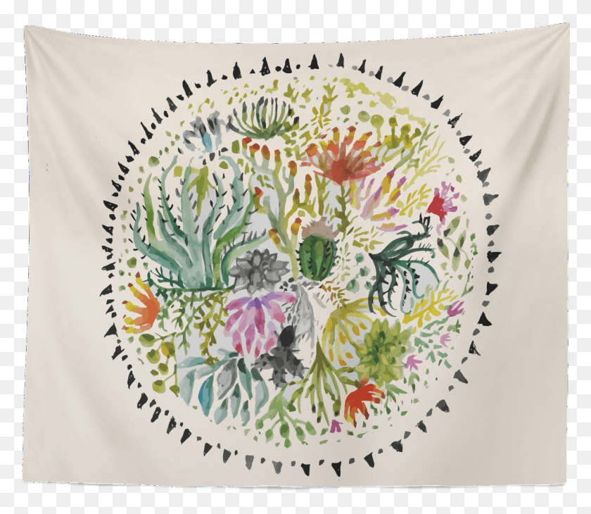 1421x1222 Cactus Hauska Tapestry Cushion, Pillow, Pattern, Floral Design HD PNG Download