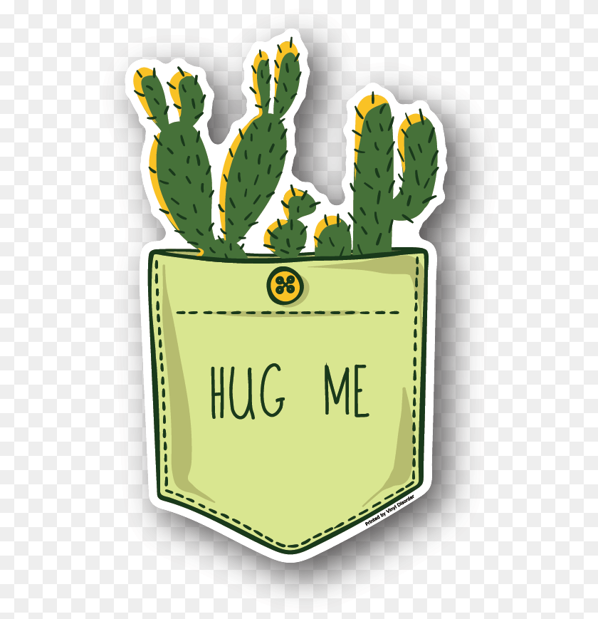 577x869 Cactus Hugs Cute Folder Stickers Vase, Pottery, Potted Plant, Planter Sticker PNG