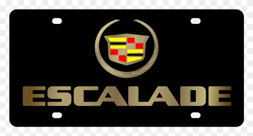857x430 Cadillac Escalade W Gold Letters Black Acrylic Plate Emblem, Logo, Symbol, Trademark HD PNG Download