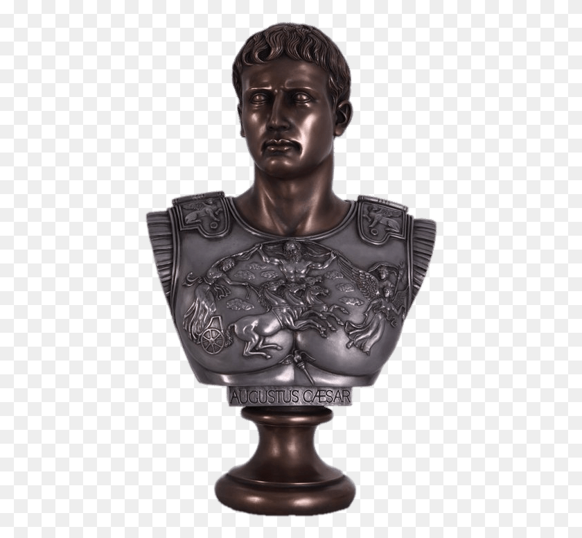 424x716 Caesar Augustus Bronze Bust Bronze Sculpture, Person, Human, Armor HD PNG Download